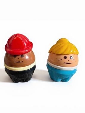 Vintage 1990s Little Tikes Classic Chunky Firefighter And Blonde Girl Bundle